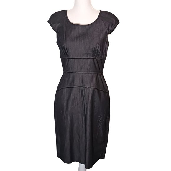 Calvin Klein‎ Charcoal Grey Cotton Sheath Dress in Charcoal Grey Size 6 - Picture 1 of 14